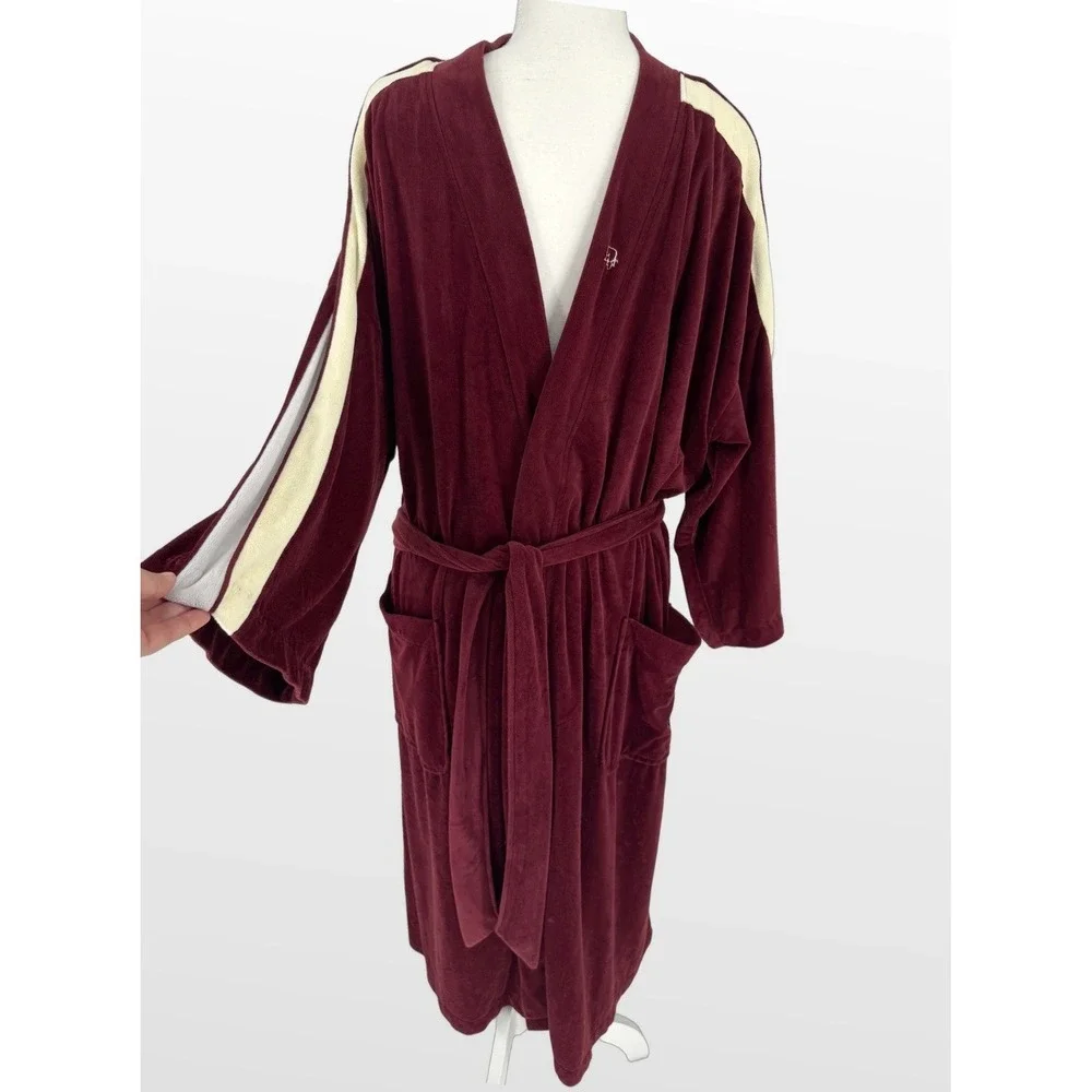 Vintage Y2K Christian Dior Monsieur Robe OS Burgundy Velour Racing Stripe Luxury